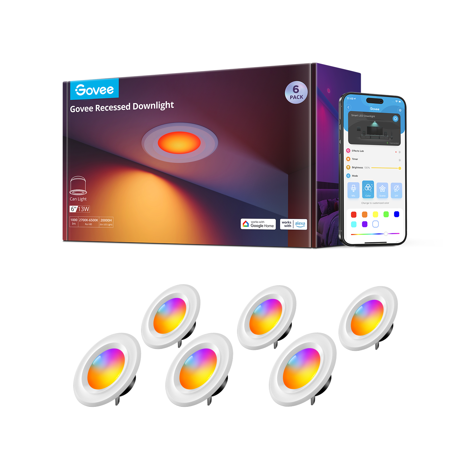 Govee 6-Inch Smart Retrofit Recessed Can Lights