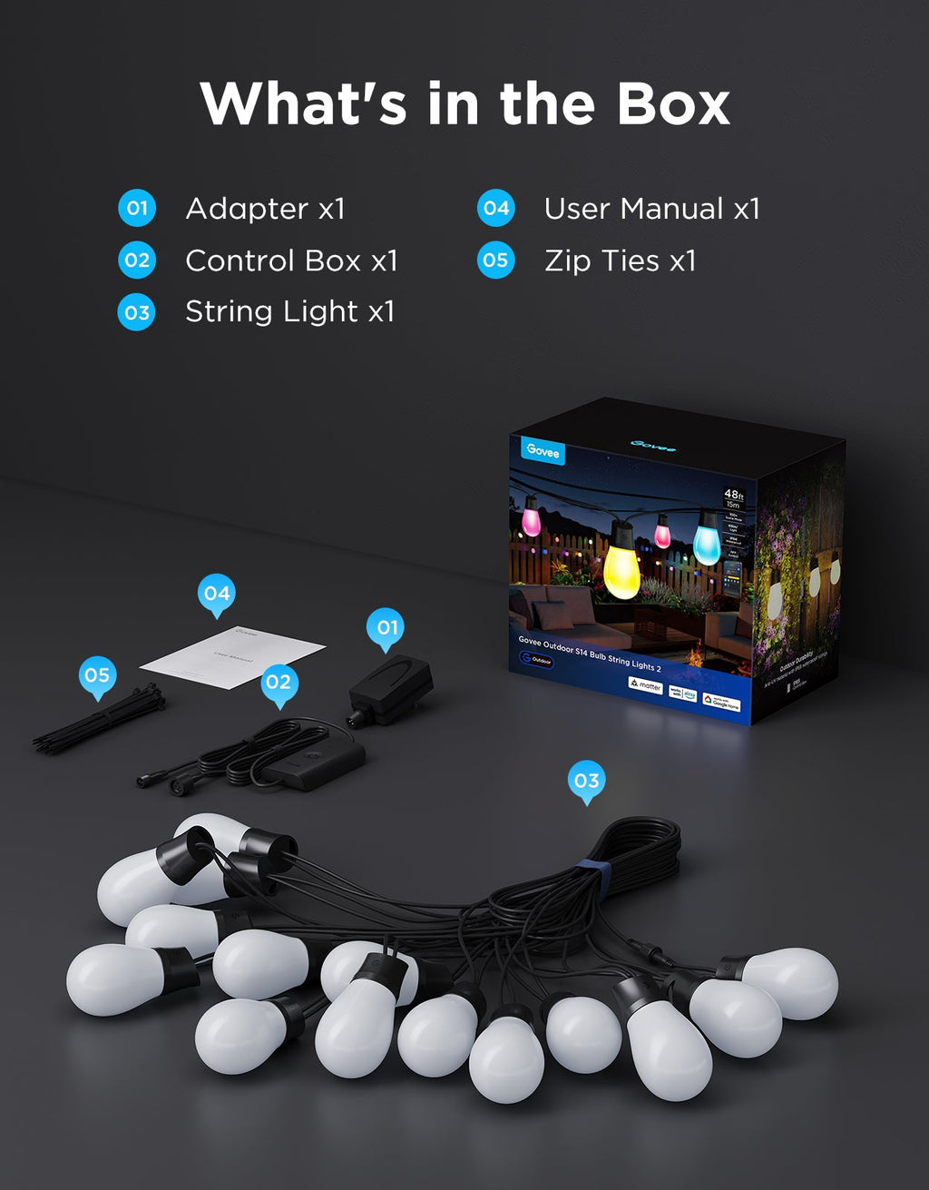 Govee Smart Outdoor S14 Bulb String Lights 2
