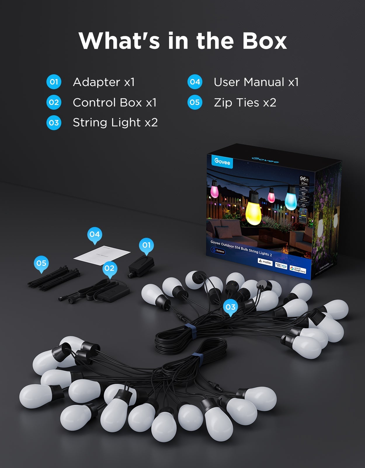 Govee Smart Outdoor S14 Bulb String Lights 2