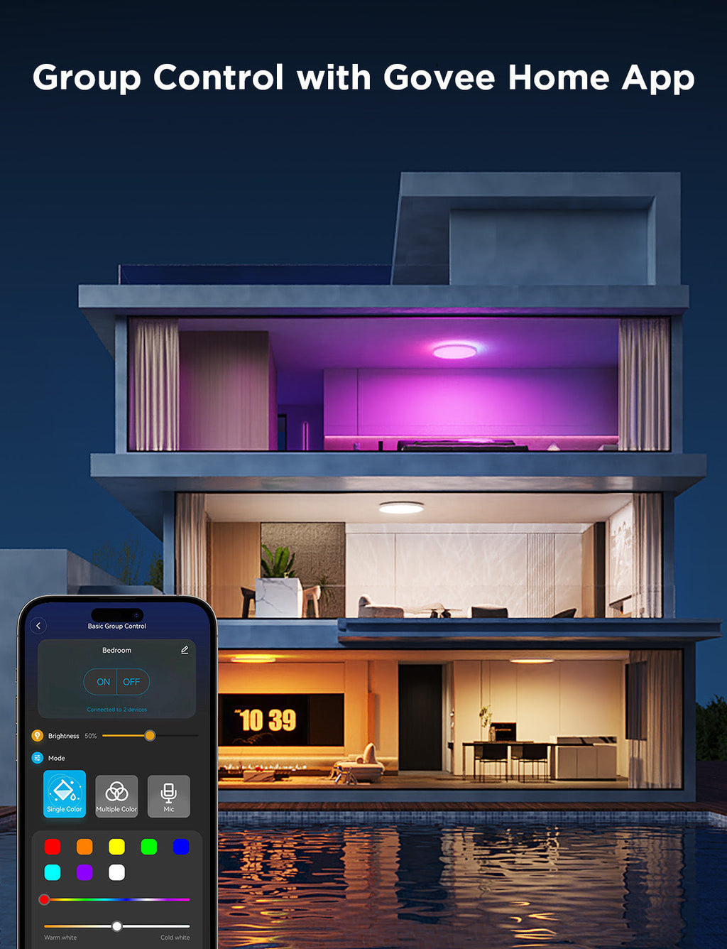 Govee 12-Inch RGBWW + RGBIC Smart Ceiling Light